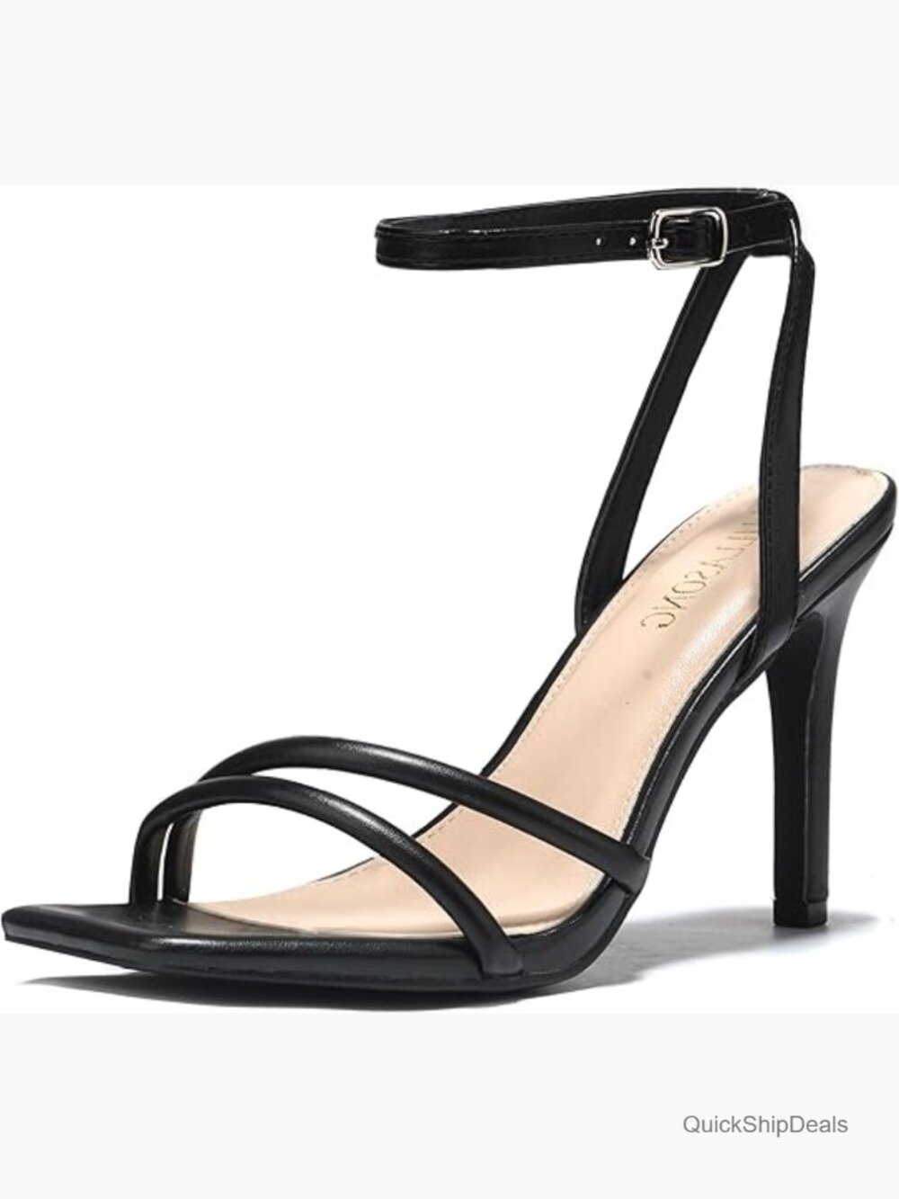 Women's Strappy Ankle Strap High Heels 3.5 Inch Heeled Square Open Toe Sandals